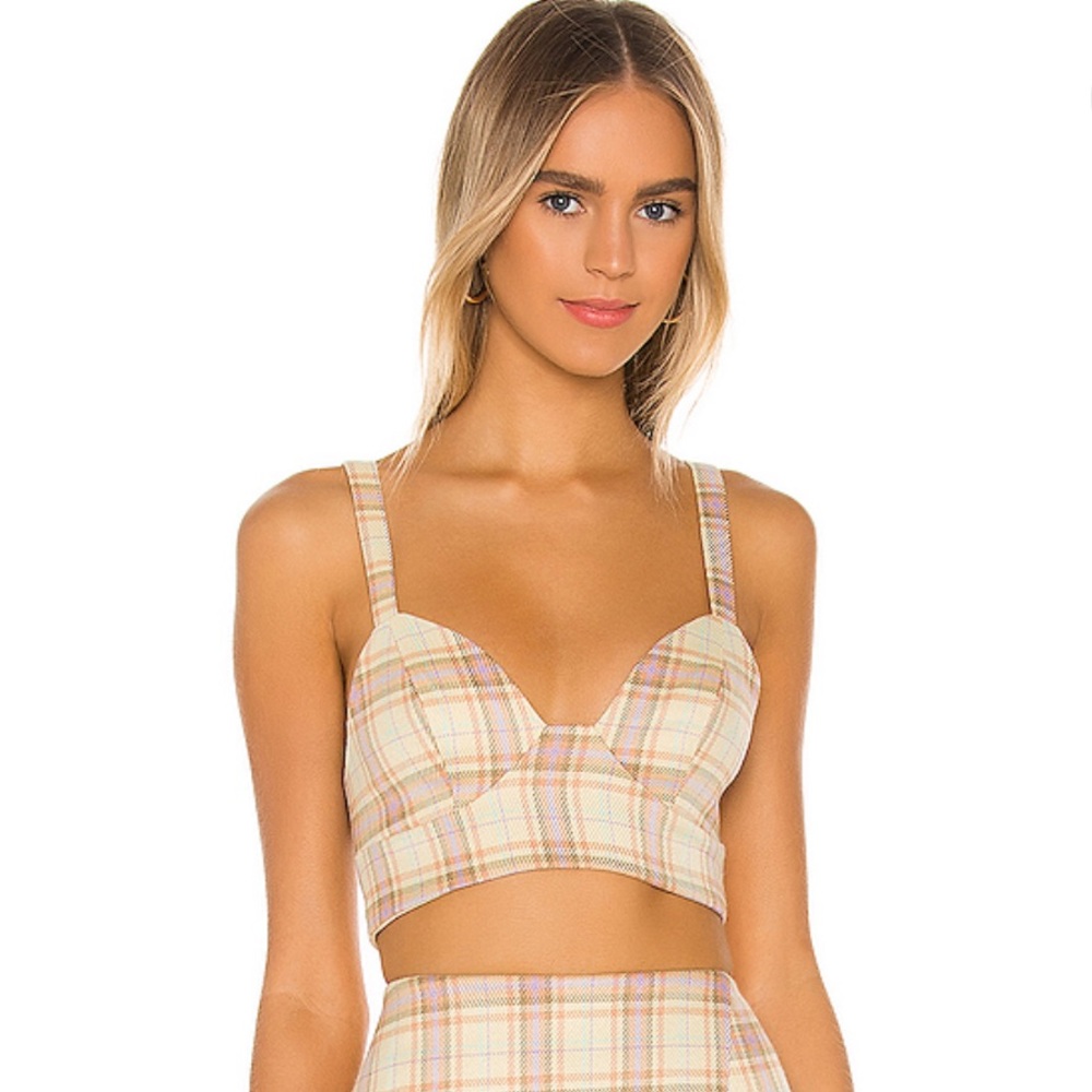 Revolve song of style Barbara top yellow plaid